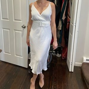 Revolve, ivory silky, strappy dress with belt MEDIUM